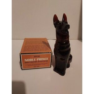 Avon Noble Prince Wild Country Cologne German Shepherd Collectible Bottle.